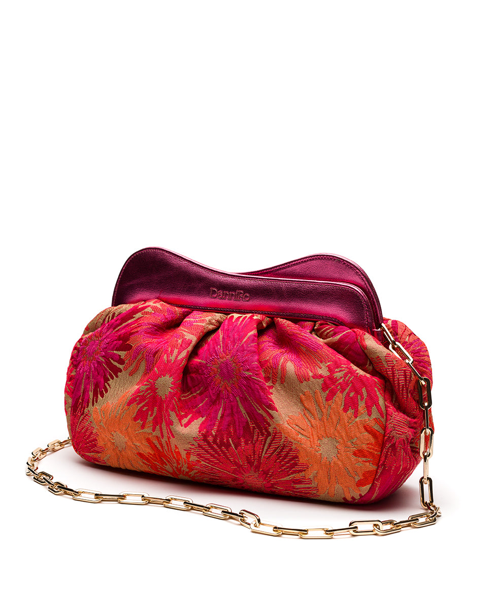 Load image into Gallery viewer, Lisbon Large Clutch Jacquard Fuchsia 

