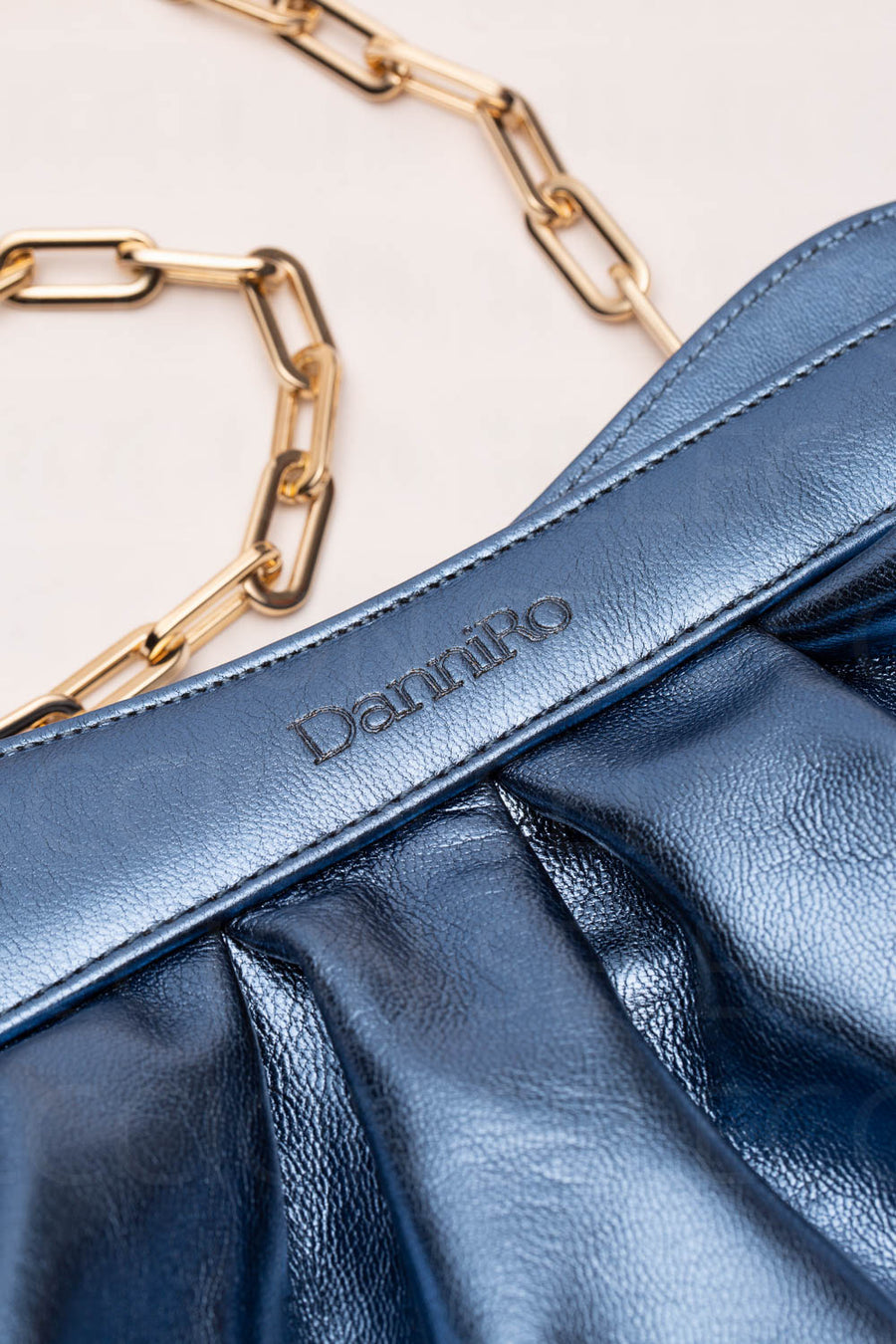 Lisbon Large Clutch - Metallic Blue