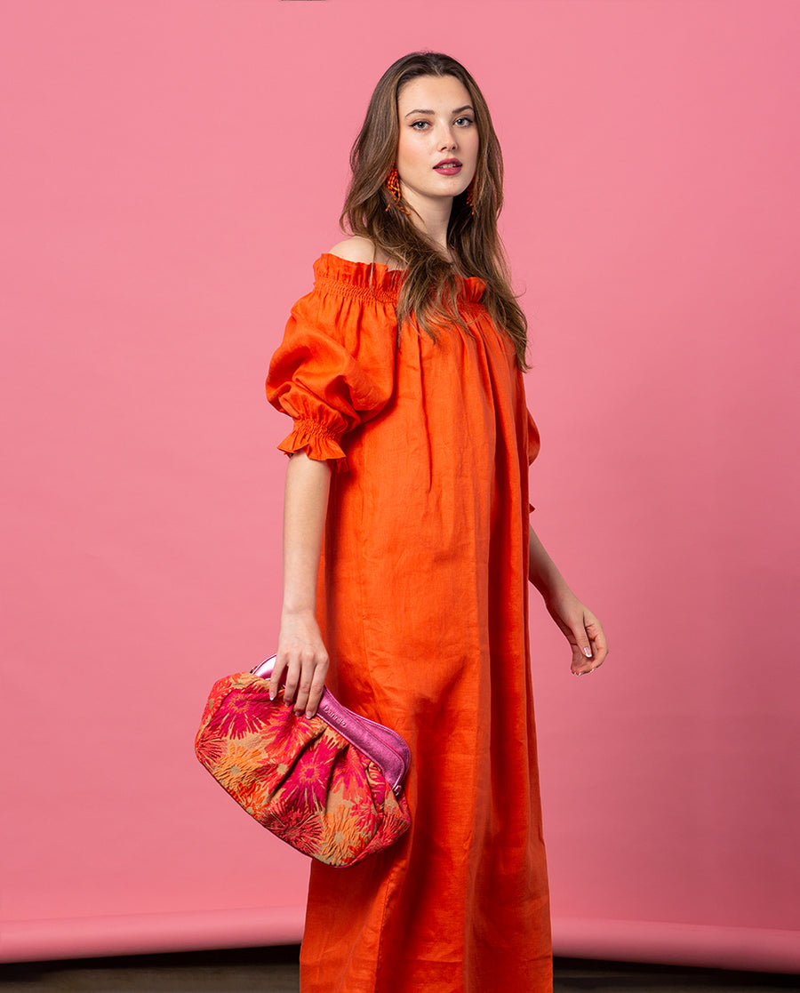 Lisbon Large Clutch - Jacquard Fuchsia