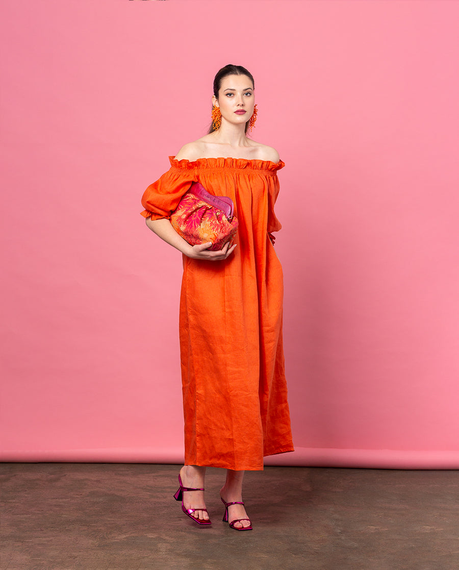 Lisbon Large Clutch - Jacquard Fuchsia