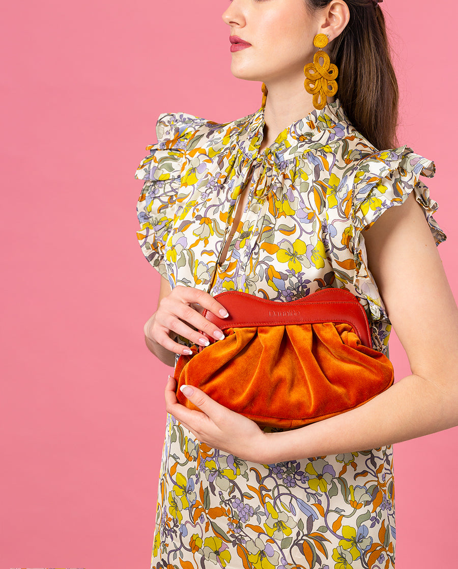Lisbon Baby Clutch Velvet - Terracotta