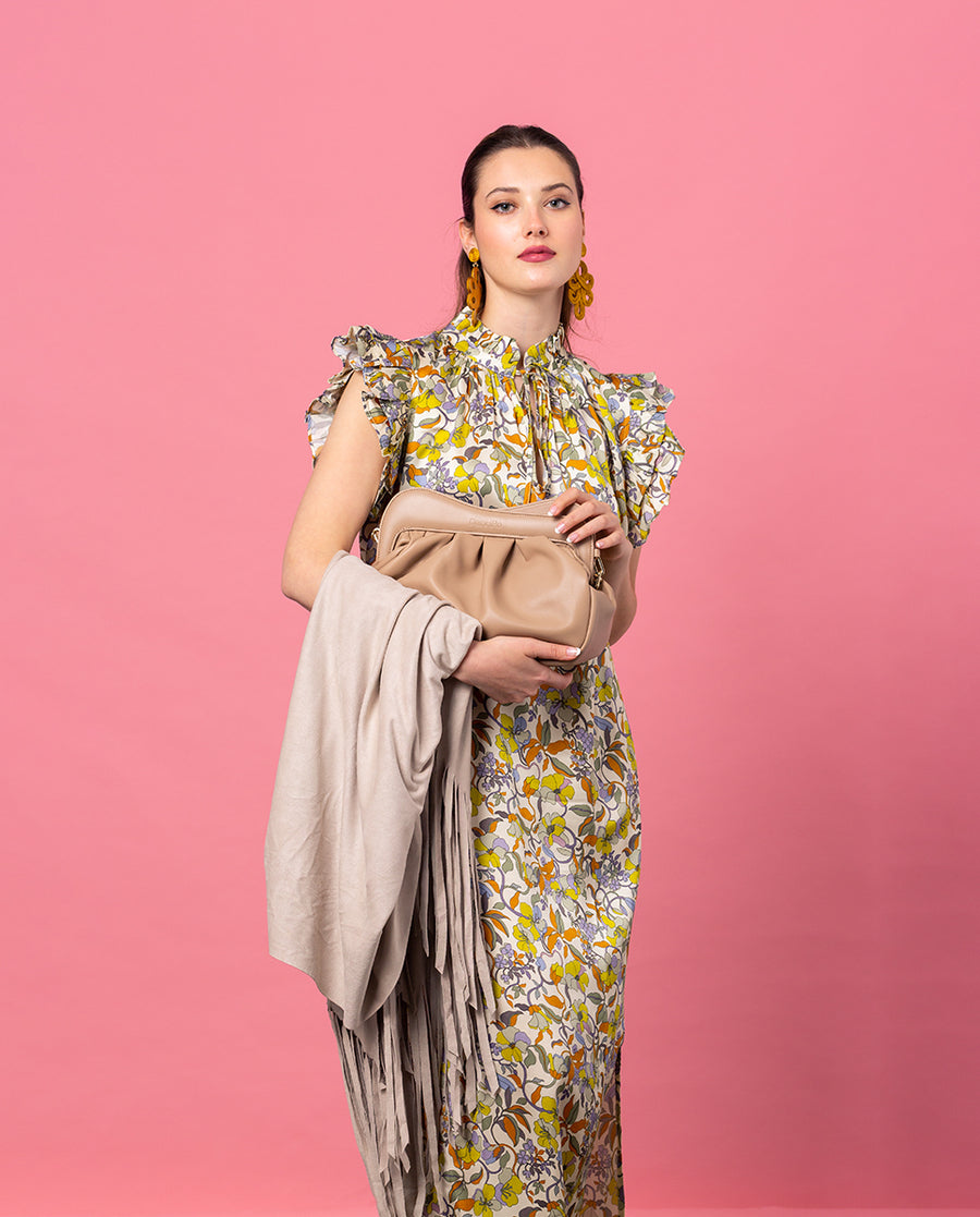 Lisbon Large Clutch - Taupe