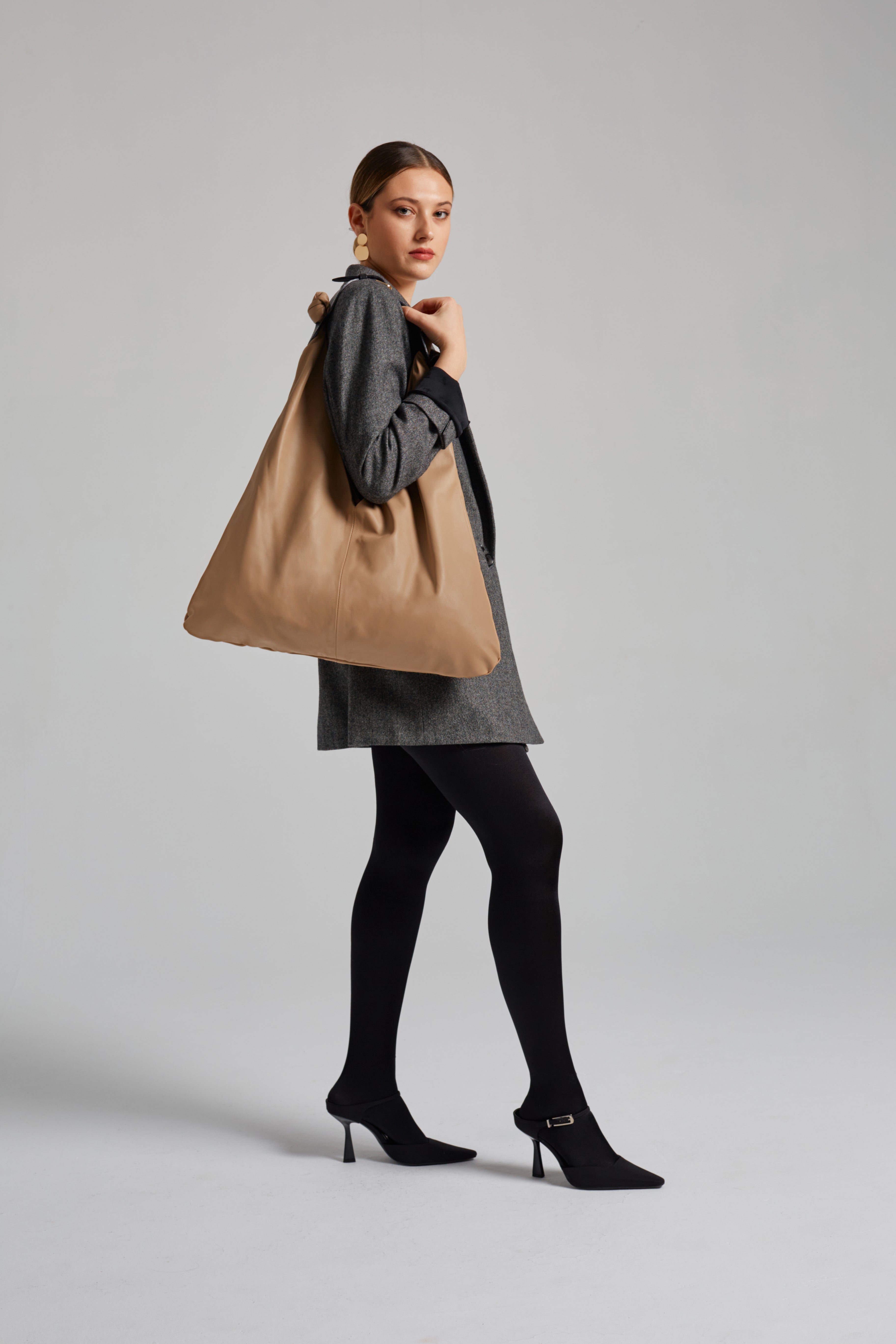 Load image into Gallery viewer, Taupe Brown Lambskin Joy Bag
