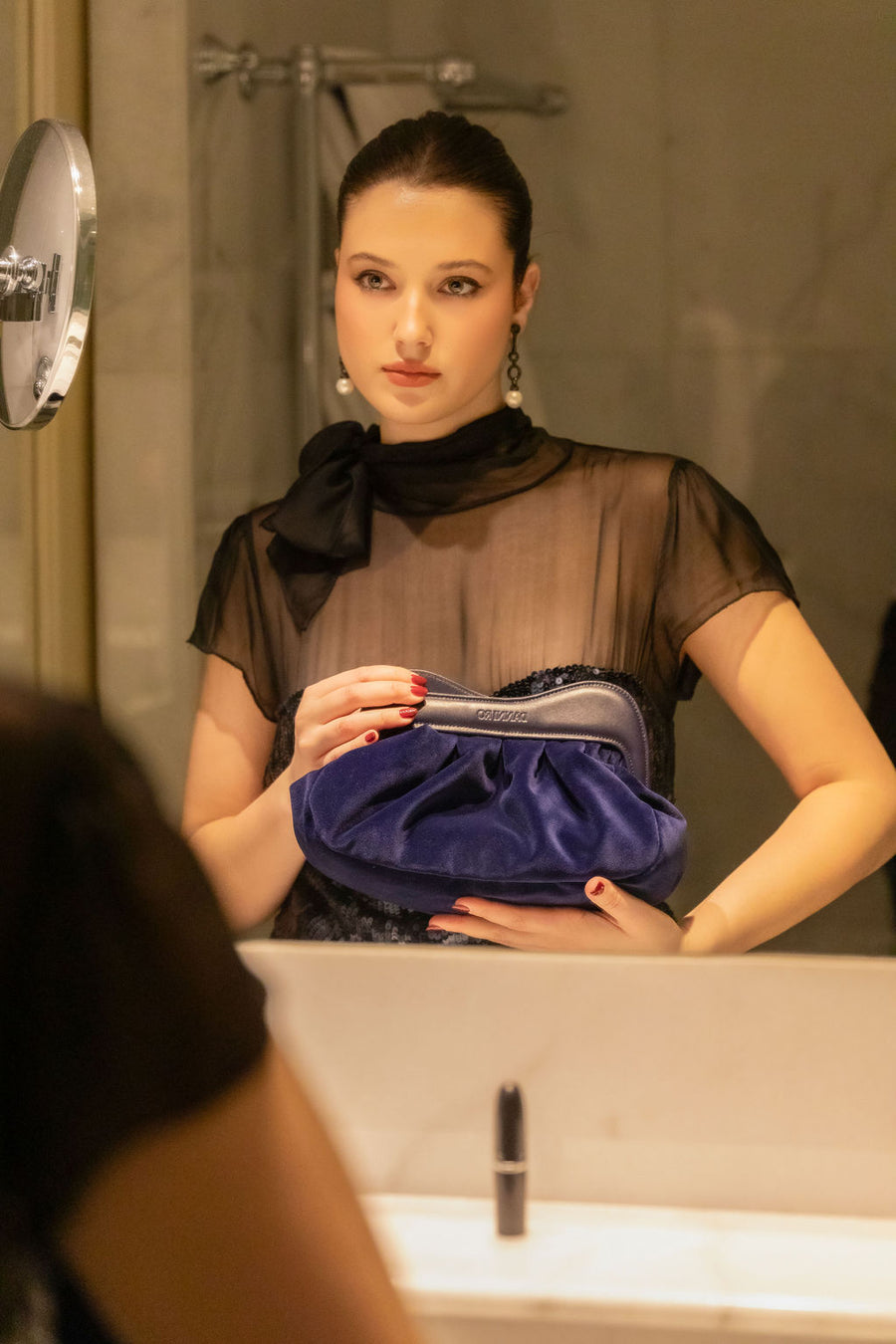 Lisbon Baby Clutch Velvet - Navy Blue