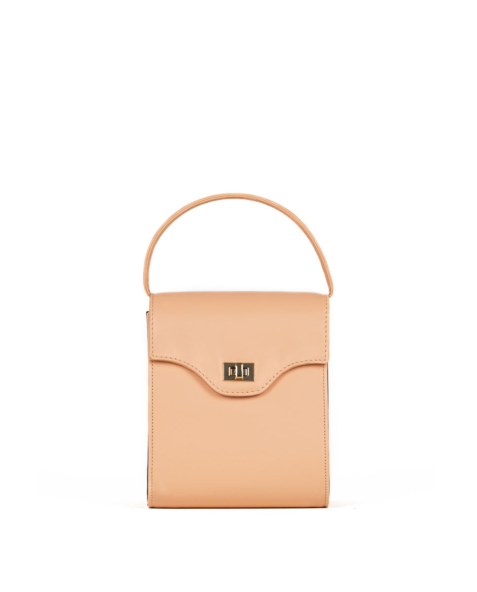Tokyo Bag Cowhide Leather - Two-tone Nude Pink and Black