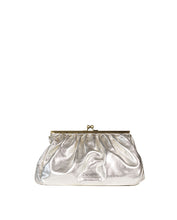 Load image into Gallery viewer, Porto Silver Metallic Leather Clutch
