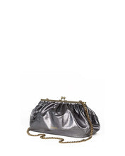 Load image into Gallery viewer, Porto Metallic Leather Clutch Charcoal
