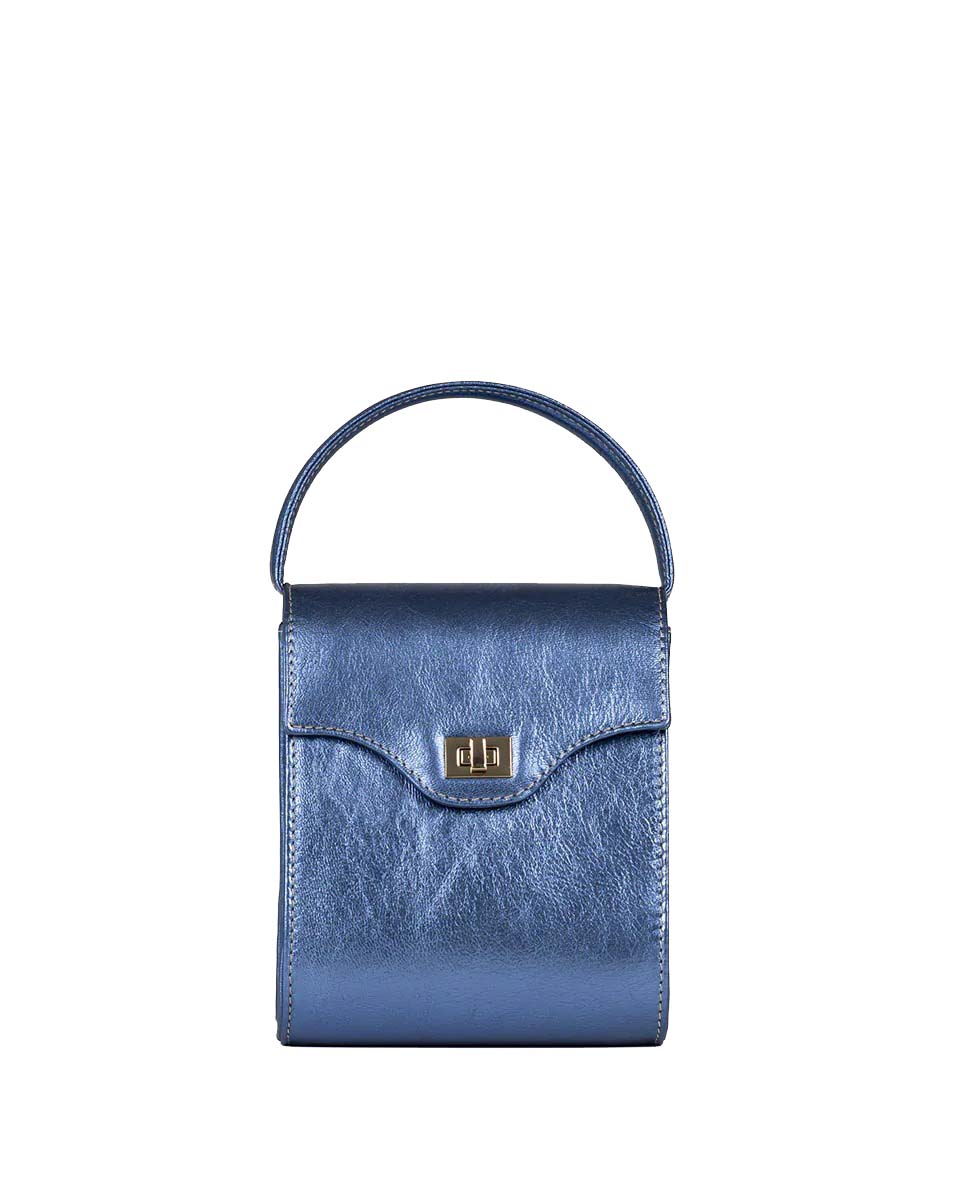 Load image into Gallery viewer, Tokyo Bag Metallic Leather Sea Blue
