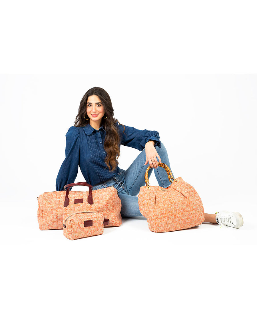 Weekend Bag Rafia Naranja